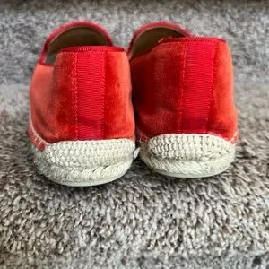 Christian Louboutin Unisex Red Velvet Loafers with Embroidered Crest Christian Louboutin | Shoes | Christian Louboutin Unisex Red  main image 4